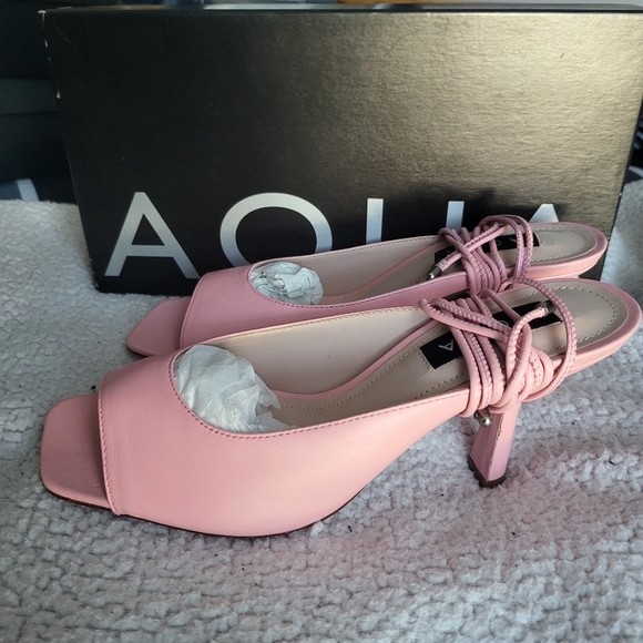 Aqua Womens Lunay Leather Open Toe Dress Sandals 7 B - Picture 6 of 10